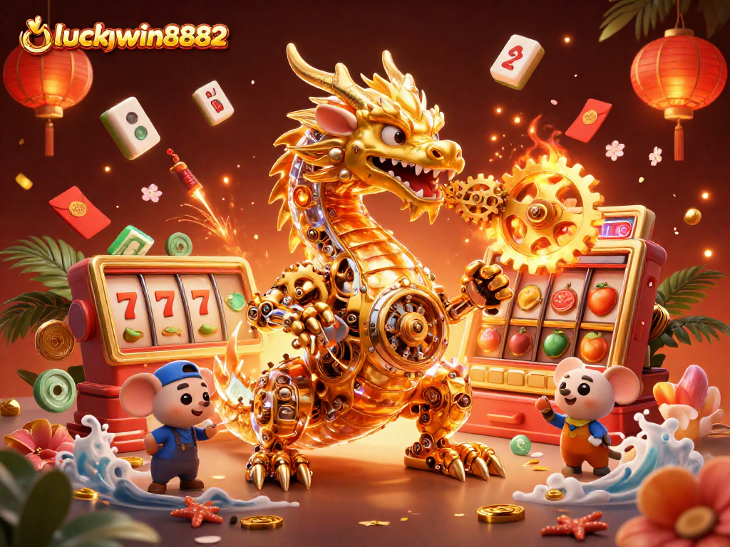 Experience the thrill of gaming at luckywin8882 with our vibrant 3D casino illustration.