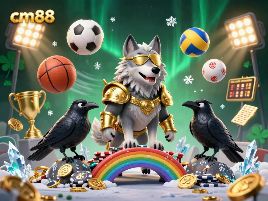 Experience thrilling action at cm88 with Odin and mythical ravens in a vibrant casino scene