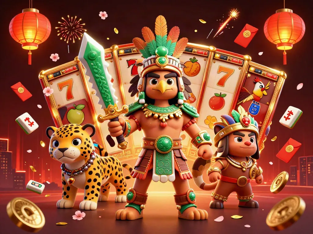 Experience thrilling situs slot gameplay with colorful 3D elements and vibrant characters in this dynamic illustration.