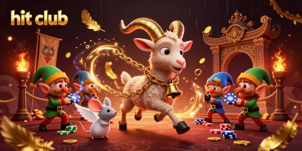 Experience the thrill of gambling at hit club with festive characters in a vibrant casino setting.