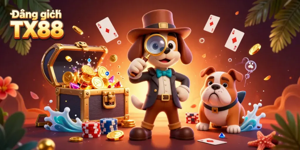 Engage with Đăng ký TX88 where a detective meet a bulldog in a lively casino adventure.