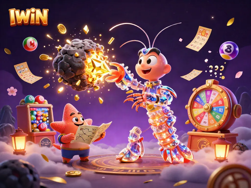 IWIN unleashes epic gambling energy with vibrant lottery and bingo elements in an exciting game scene.