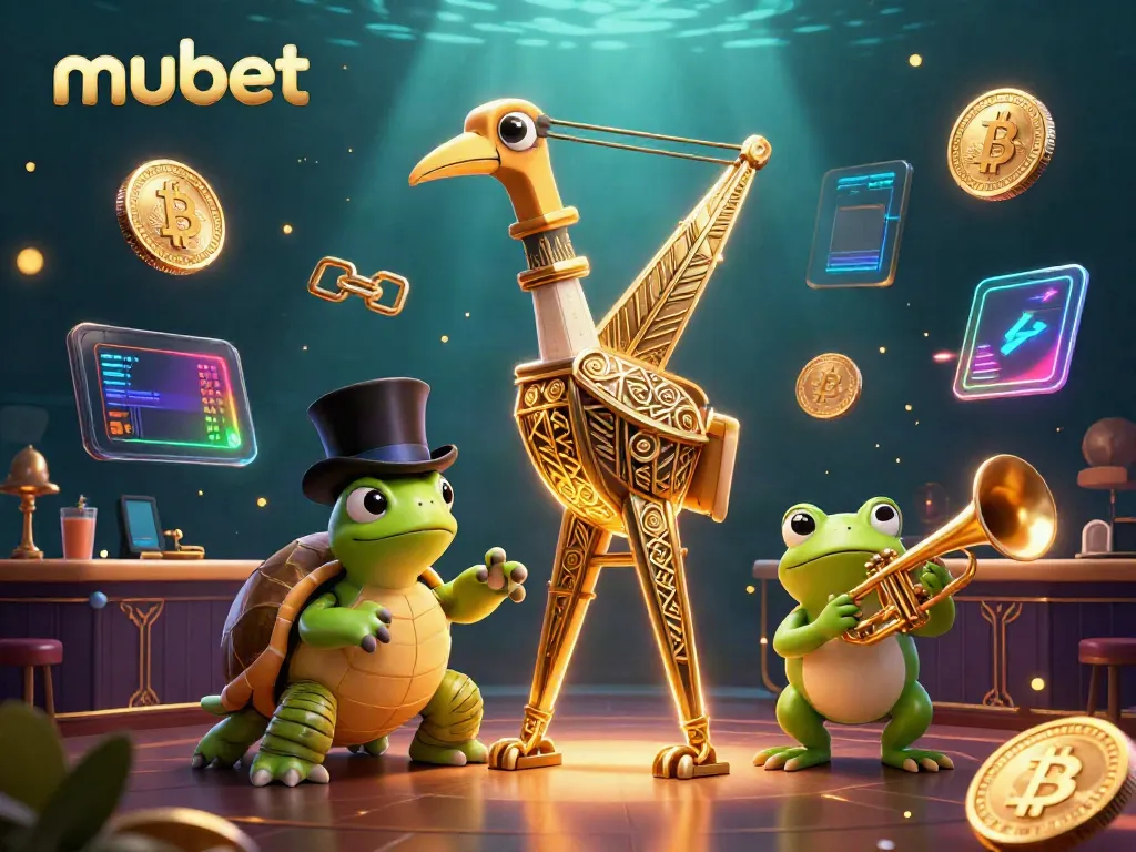 Bet and win on mubet at a vibrant speakeasy-themed crypto casino illustration.